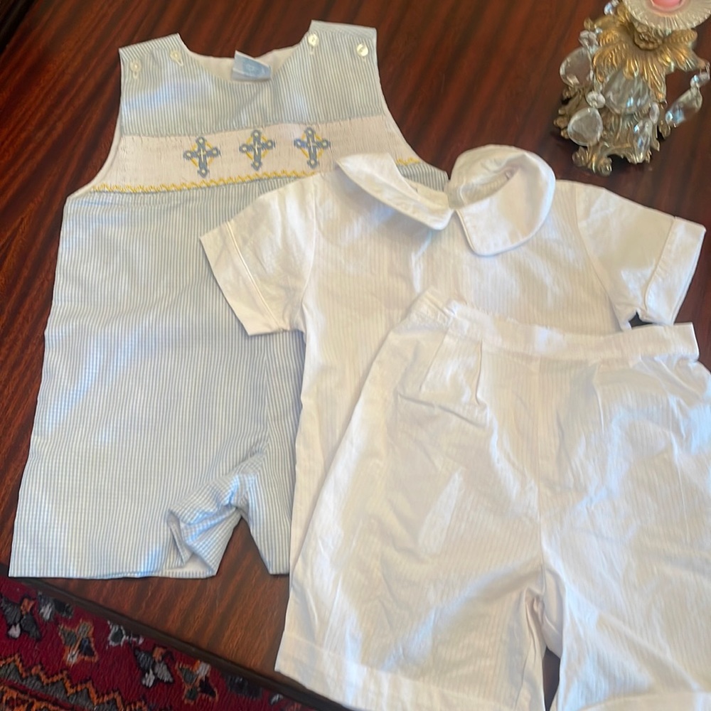 Boys 2 T cross Jon Jon and white seersucker 2 piece set